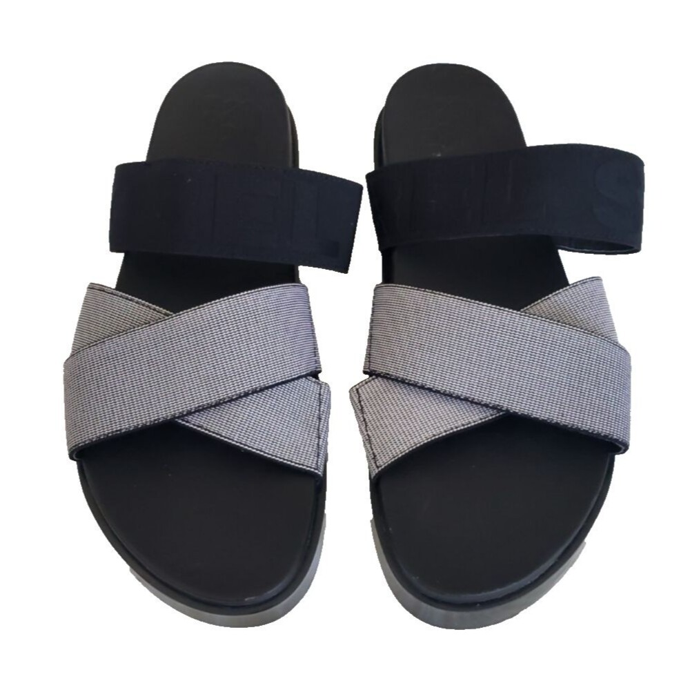 Sorel Roaming Sport Slide Sandals Women's Sz 10.5 Black Crisscross Elastic Strap